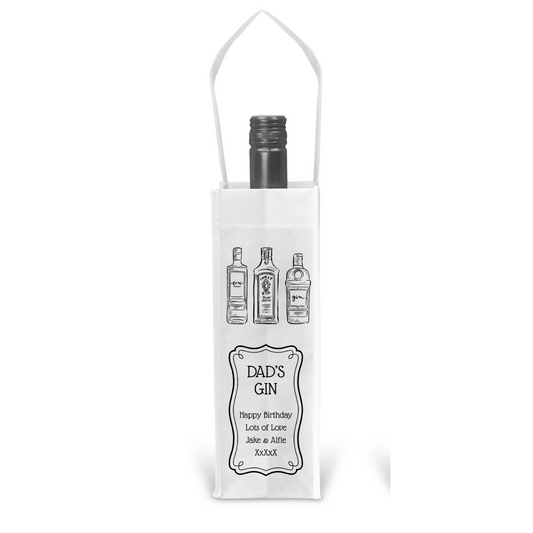 Personalised Bottle Gift Bag - Gin Black & White Design