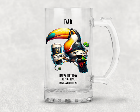 Personalised Clear Glass Tankard (0.8 Pint) - Guinness Design