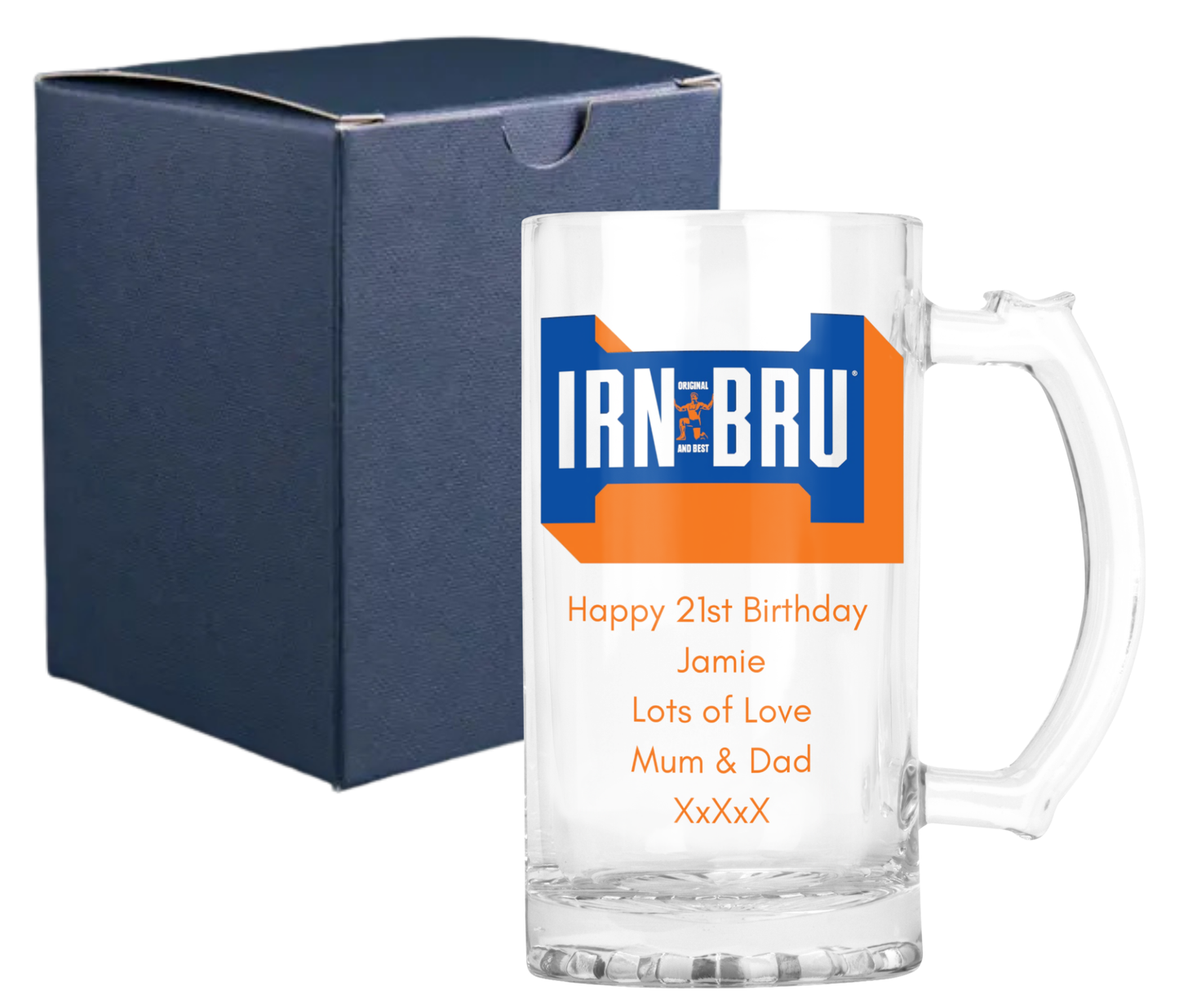 Personalised Glass Tankard Mug - Irn Bru Design