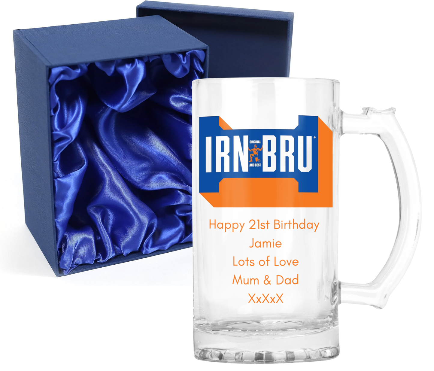 Personalised Glass Tankard Mug - Irn Bru Design