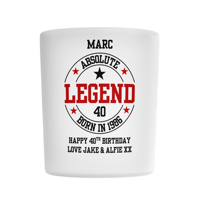 Personalised Frosted Glass Tumbler - Absolute Legend Design