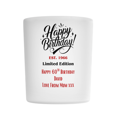 Personalised Frosted Glass Tumbler - Limited Edition Birthday Design