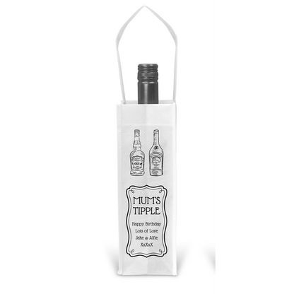 Personalised Bottle Gift Bag - Black & White Liqueur Design