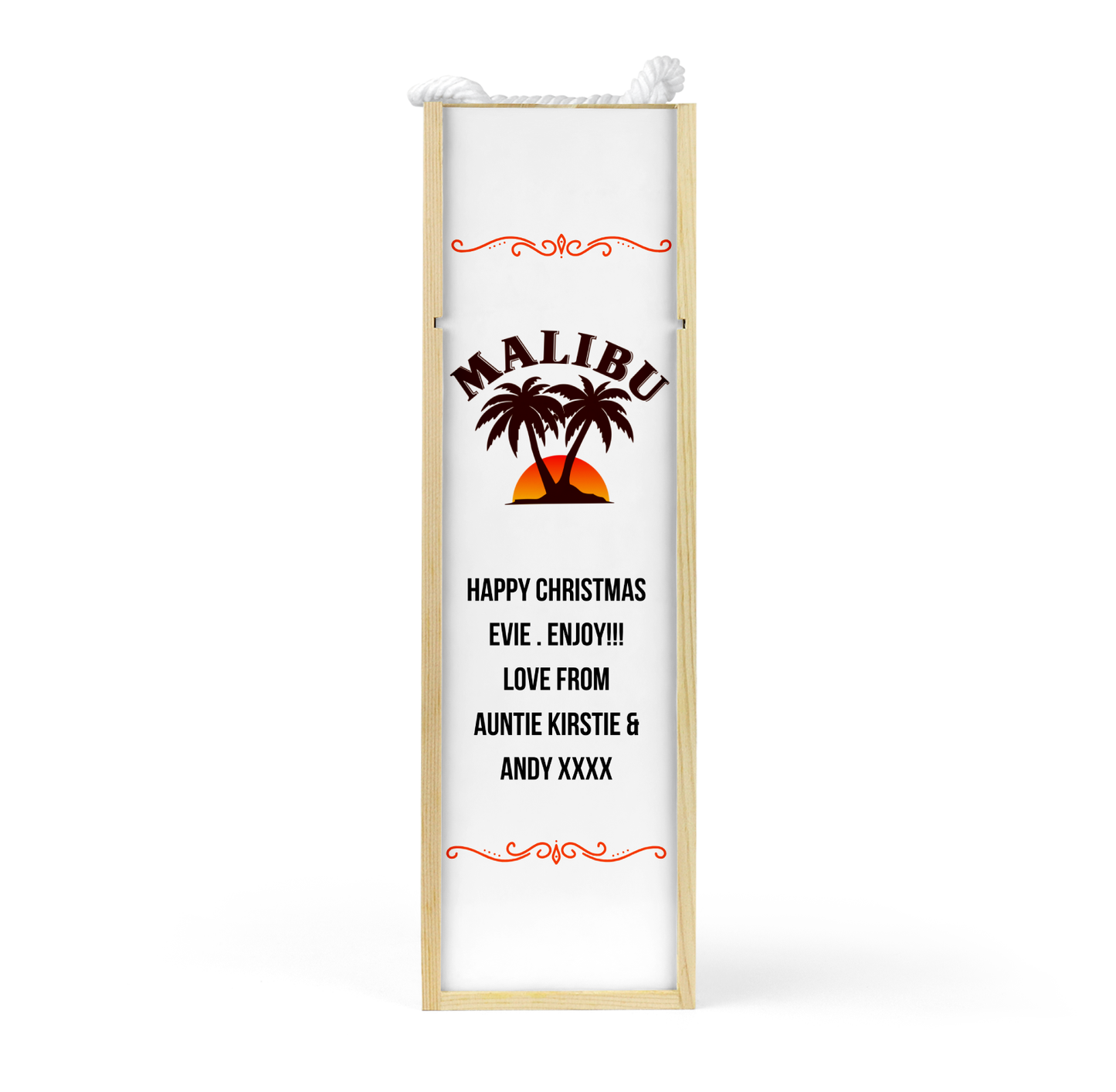 Personalised Wooden Bottle Gift Box - Malibu Design