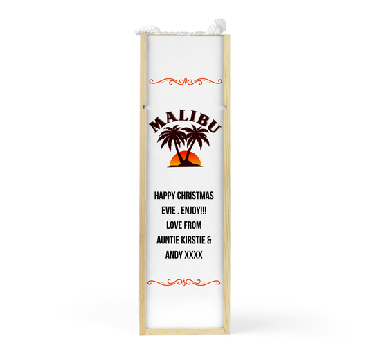 Personalised Wooden Bottle Gift Box - Malibu Design