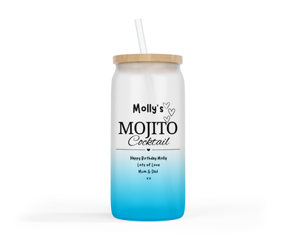 Personalised Ombre Coloured Glass Tumbler - Mojito Design