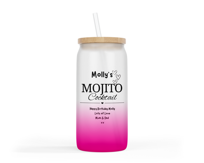 Personalised Ombre Coloured Glass Tumbler - Mojito Design