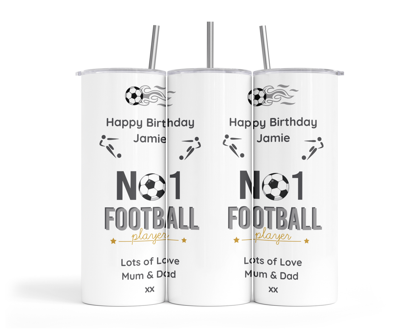 Personalised Insulated Tumbler Travel Sports Bottle - No1 Football Player