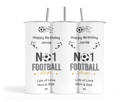 Personalised Insulated Tumbler Travel Sports Bottle - No1 Football Player
