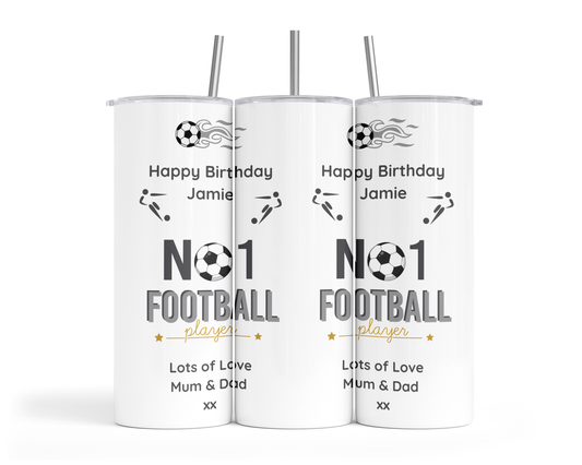 Personalised Insulated Tumbler Travel Sports Bottle - No1 Football Player