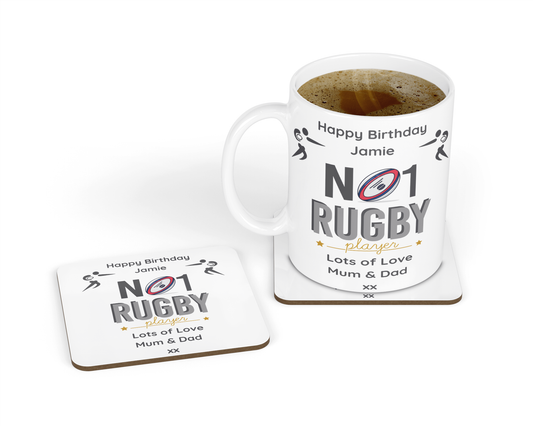 Personalised Mug & Coaster - No1 Rugby Player
