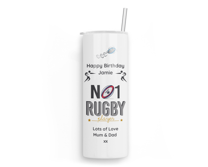 Personalised Insulated Tumbler Travel Sports Bottle - No1 Rugby Player