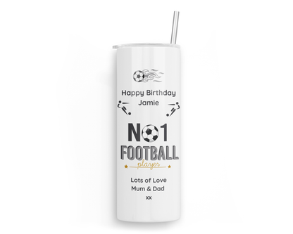 Personalised Insulated Tumbler Travel Sports Bottle - No1 Football Player