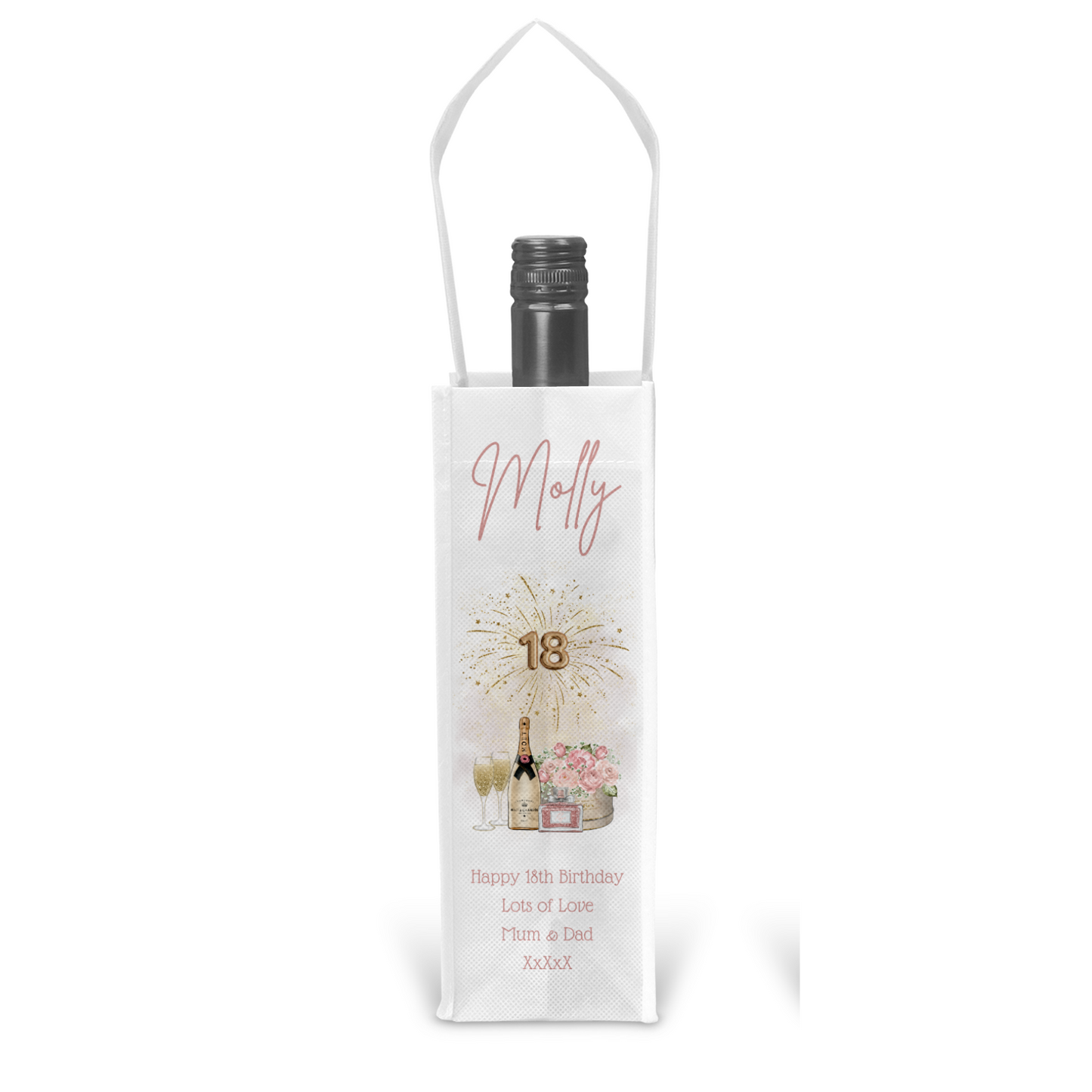 Personalised Bottle Gift Bag - 18th Birthday Champagne & Perfume