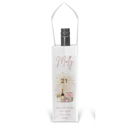 Personalised Bottle Gift Bag - 21st Birthday Champagne & Perfume