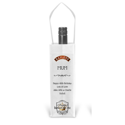 Personalised Bottle Gift Bag - Baileys Design