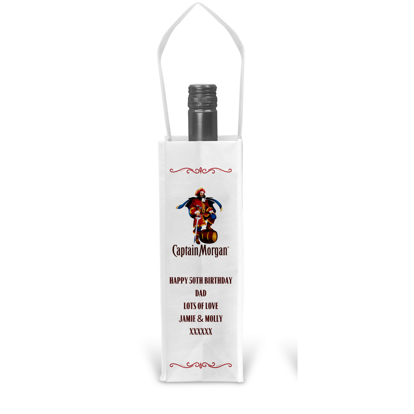 Personalised Bottle Gift Bag - Captain Morgan Rum Design