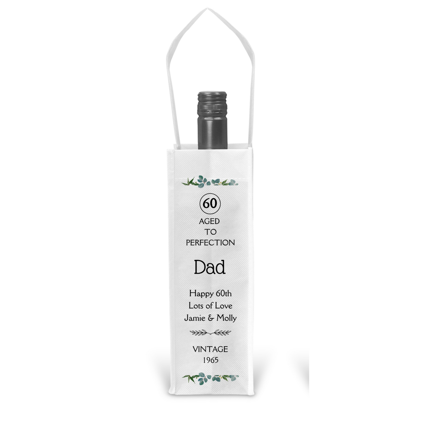 Personalised Bottle Gift Bag - Eucalyptus Birthday