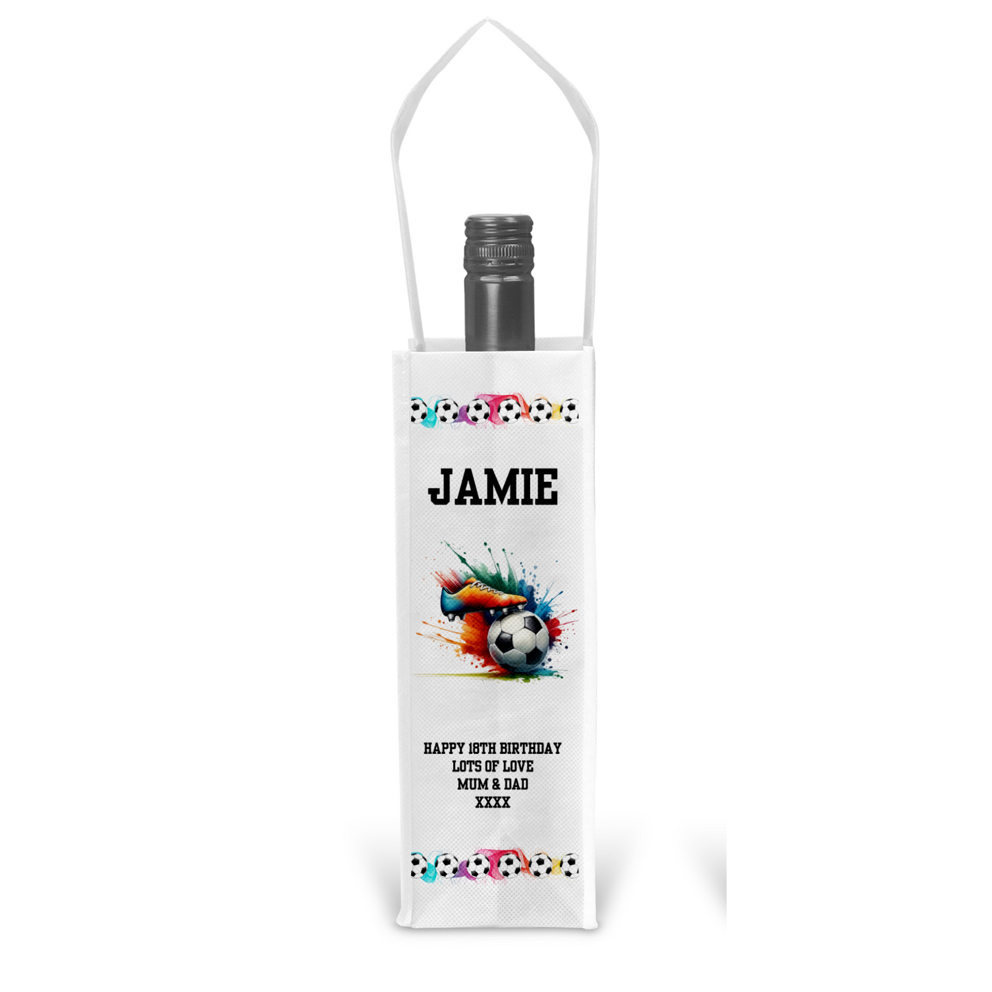 Personalised Bottle Gift Bag - Football Boot
