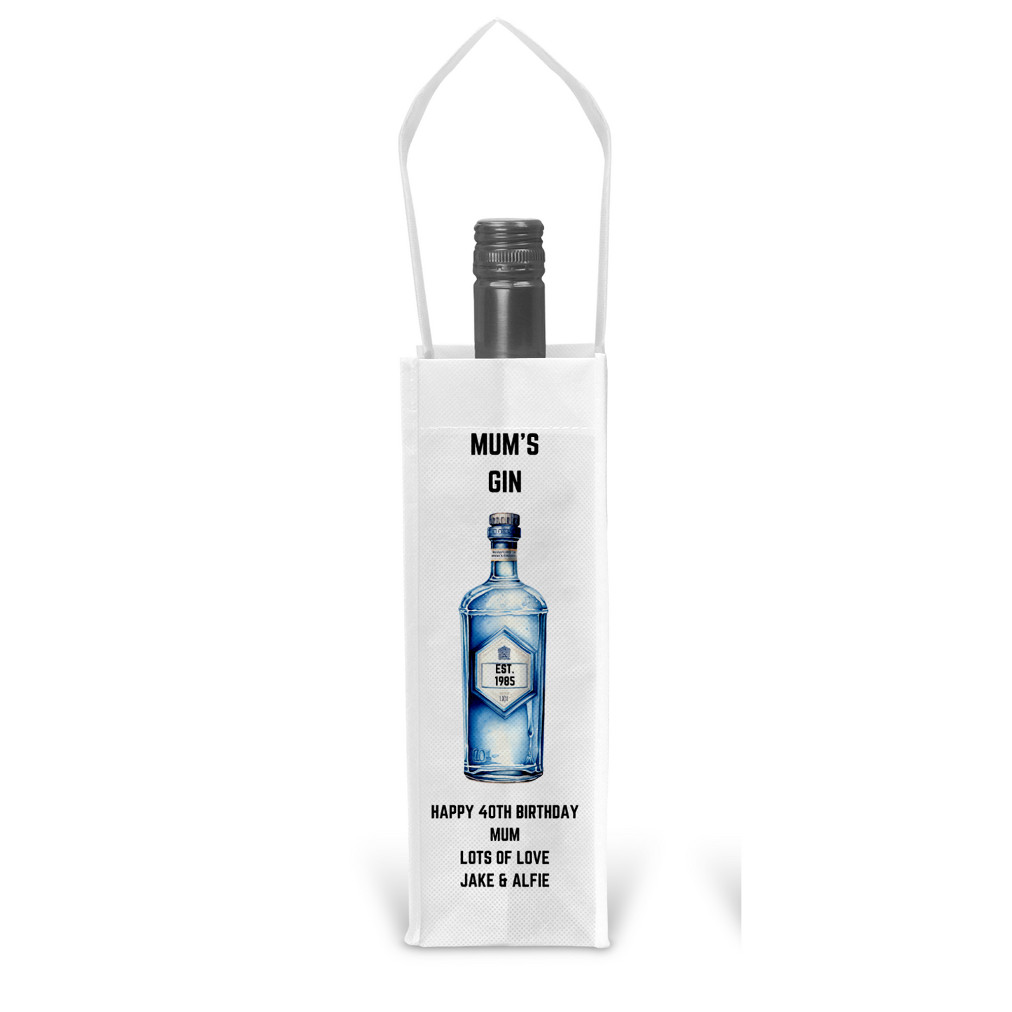 Personalised Bottle Gift Bag - Gin Design