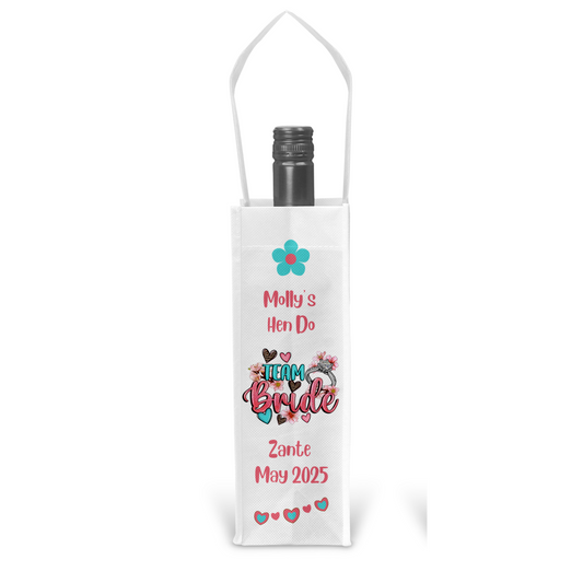 Personalised Bottle Gift Bag - Team Bride Design