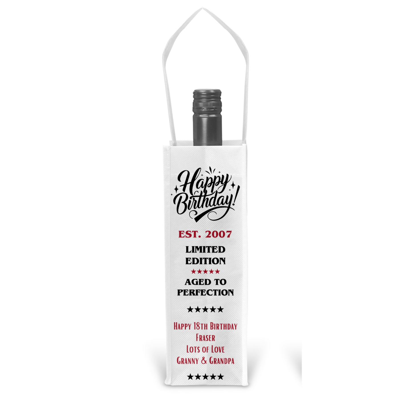 Personalised Bottle Gift Bag - Limited Edition Birthday