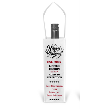 Personalised Bottle Gift Bag - Limited Edition Birthday