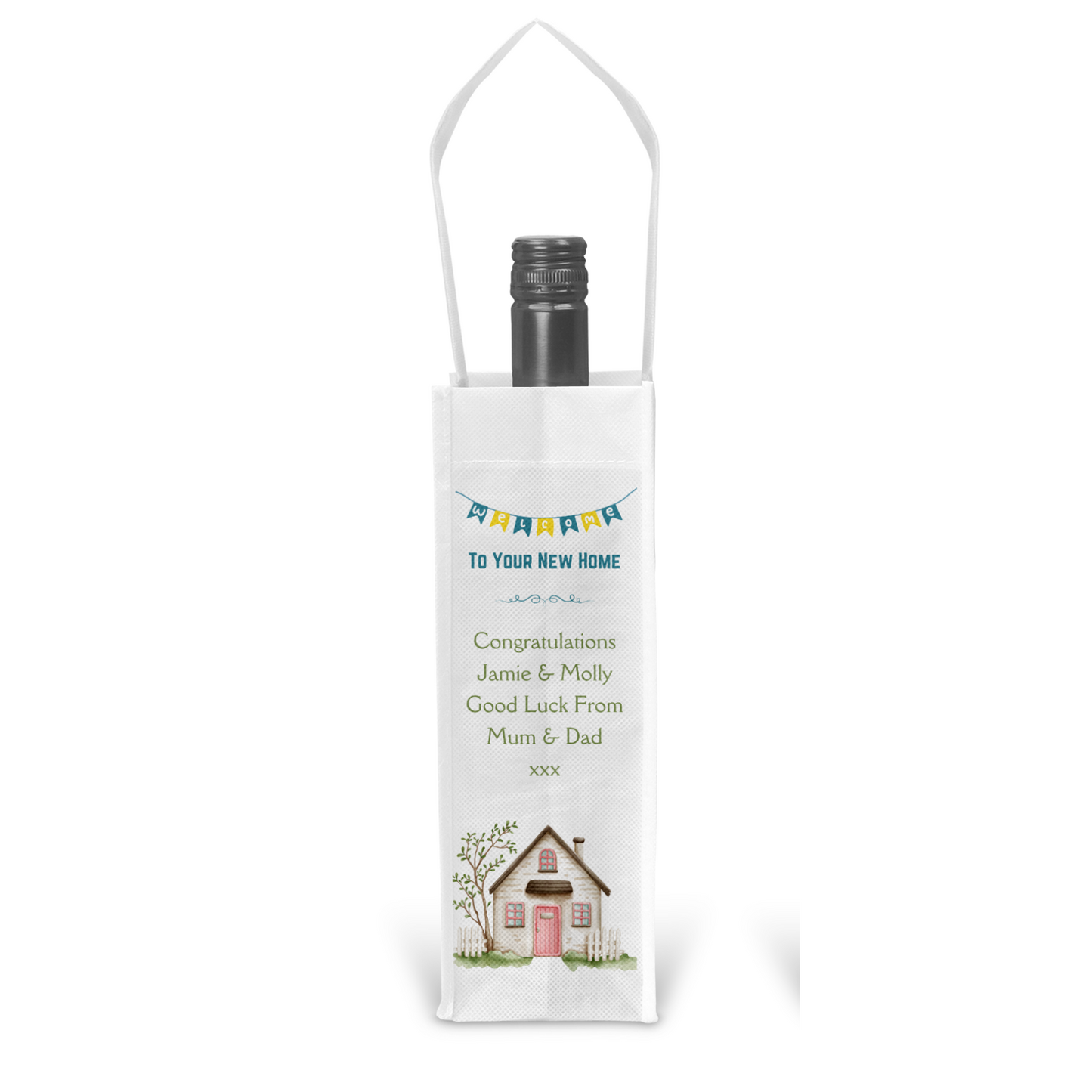Personalised Bottle Gift Bag - New Home Design