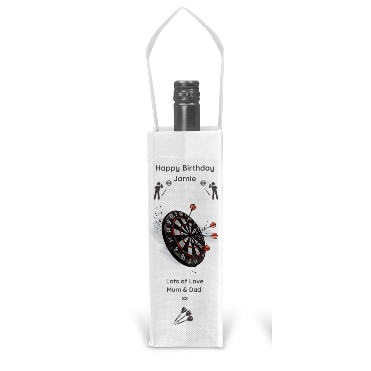 Personalised Bottle Gift Bag - Dartboard Design