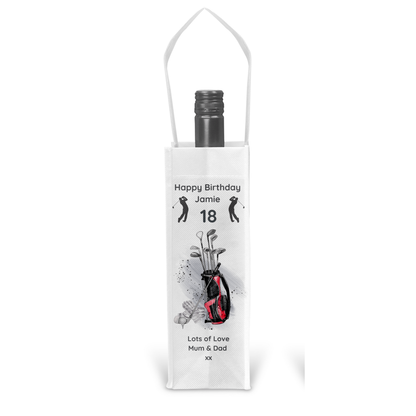 Personalised Bottle Gift Bag - Golf Design