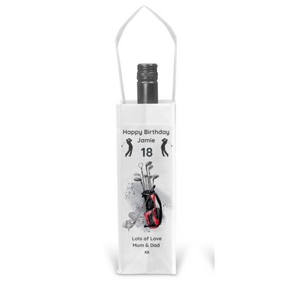 Personalised Bottle Gift Bag - Golf Design