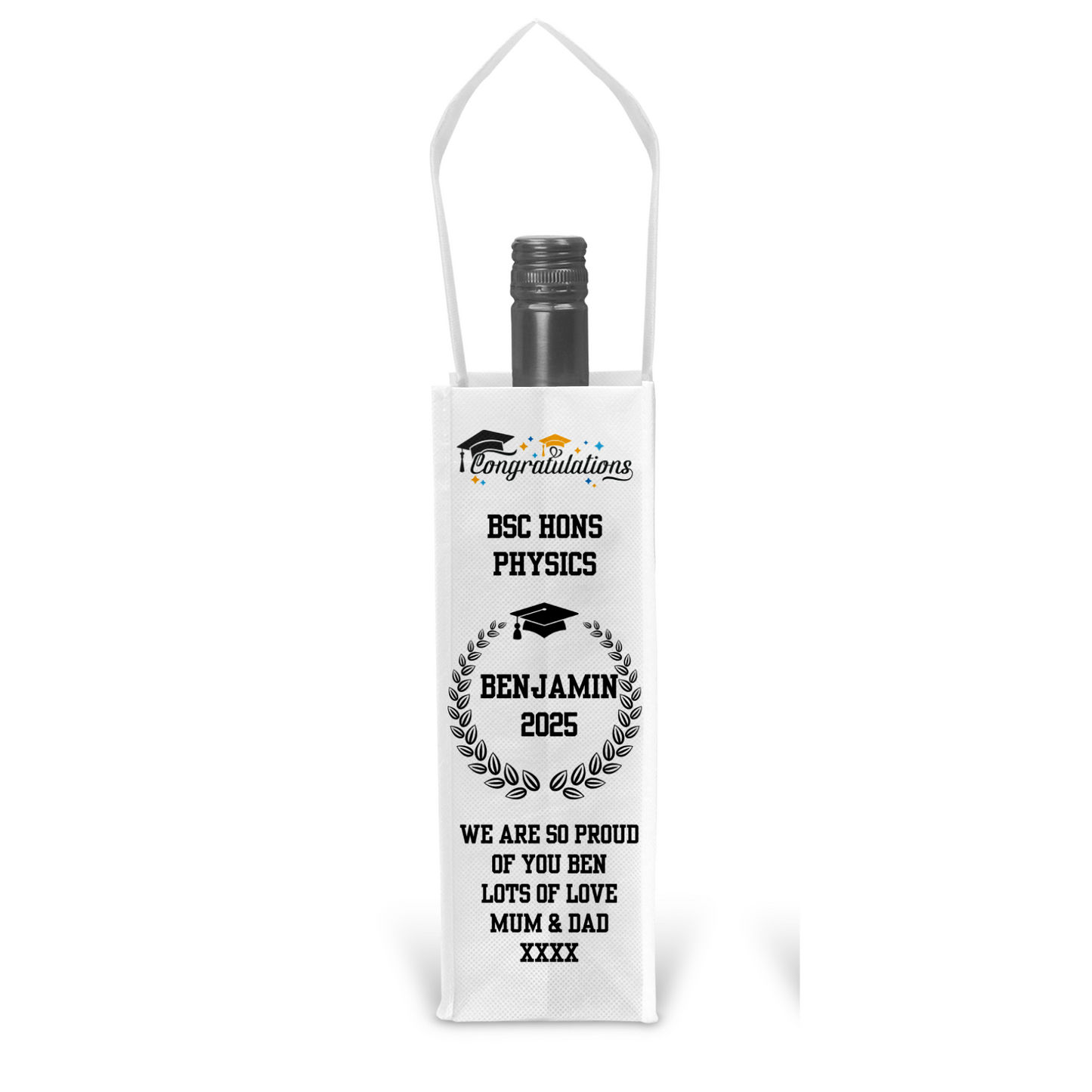 Personalised Bottle Gift Bag - Graduation