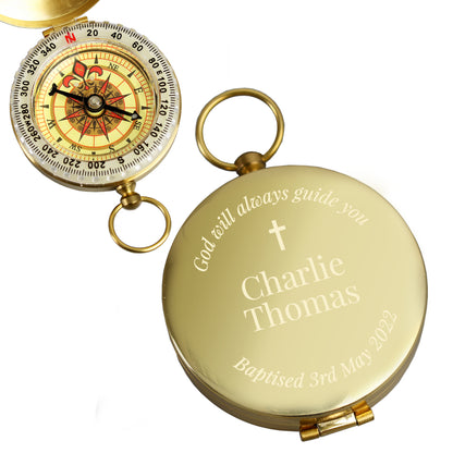 Personalised Religious Compass - Christening/Communion