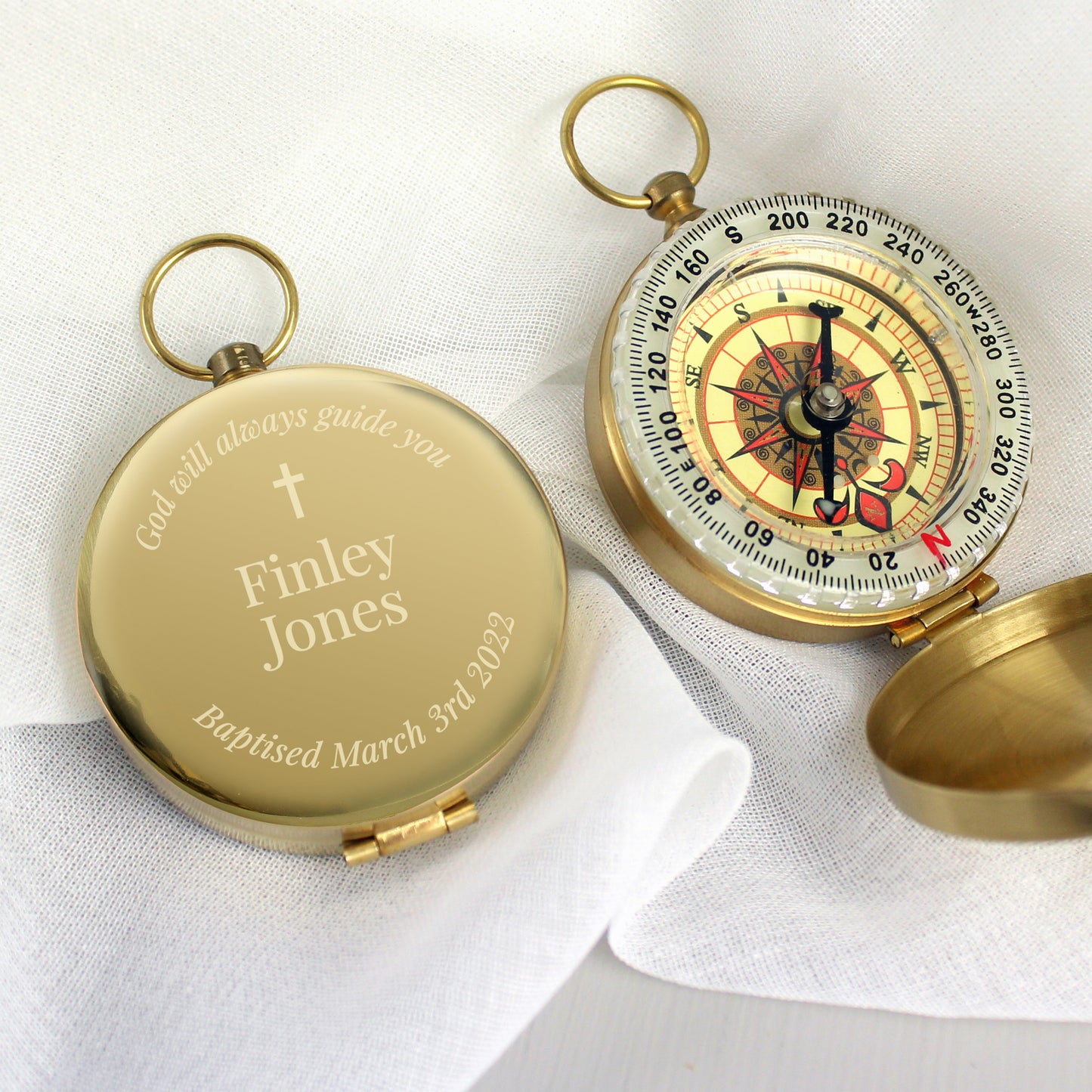 Personalised Religious Compass - Christening/Communion