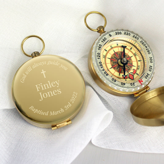Personalised Religious Compass - Christening/Communion