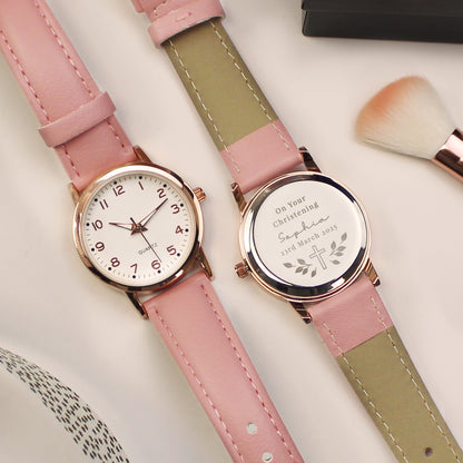 Personalised Christening/Communion Pink Watch