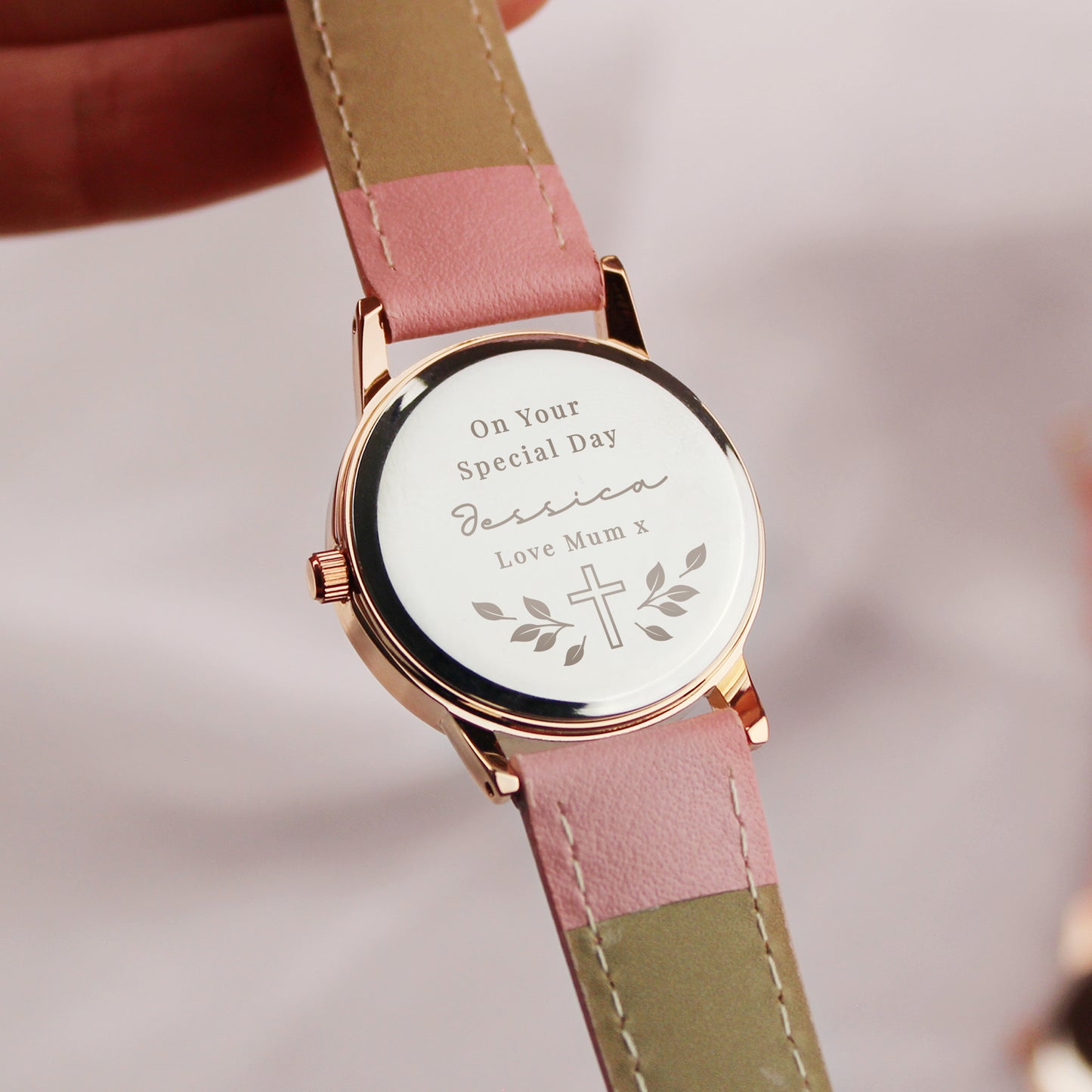 Personalised Christening/Communion Pink Watch