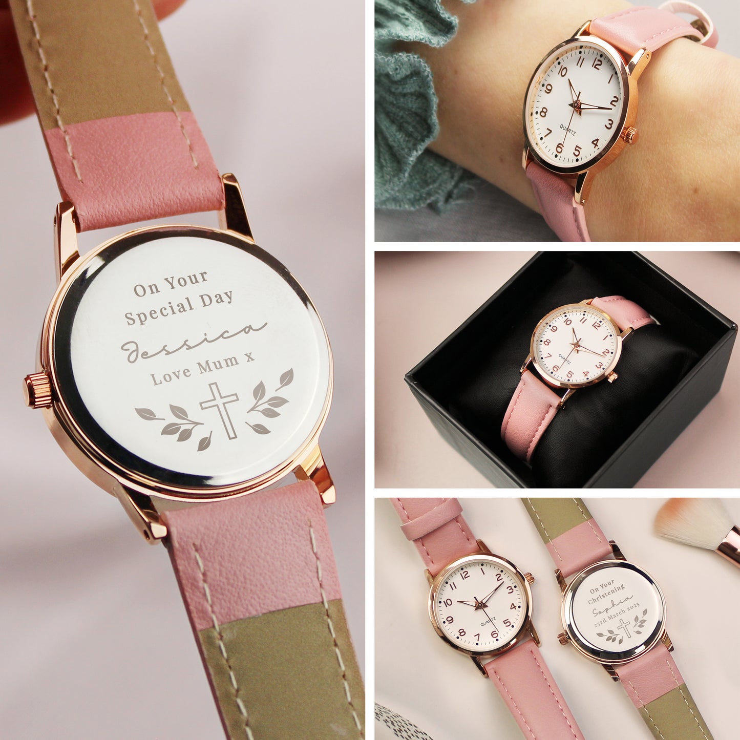 Personalised Christening/Communion Pink Watch