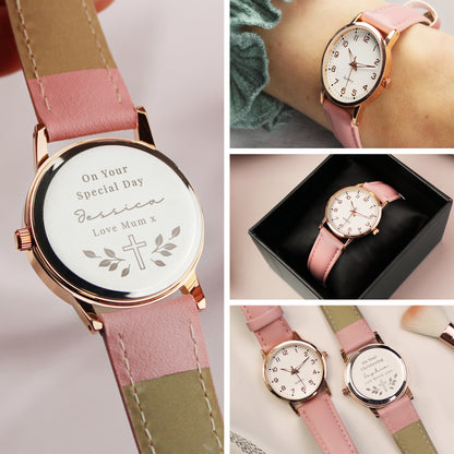 Personalised Christening/Communion Pink Watch