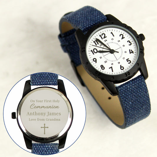 Personalised Christening/Communion Blue Watch