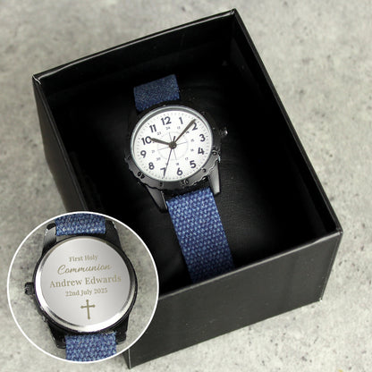 Personalised Christening/Communion Blue Watch