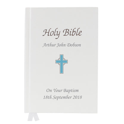 Personalised Blue Cross Holy Bible - Christening/Communion