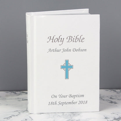 Personalised Blue Cross Holy Bible - Christening/Communion