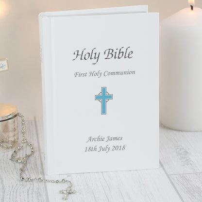 Personalised Blue Cross Holy Bible - Christening/Communion