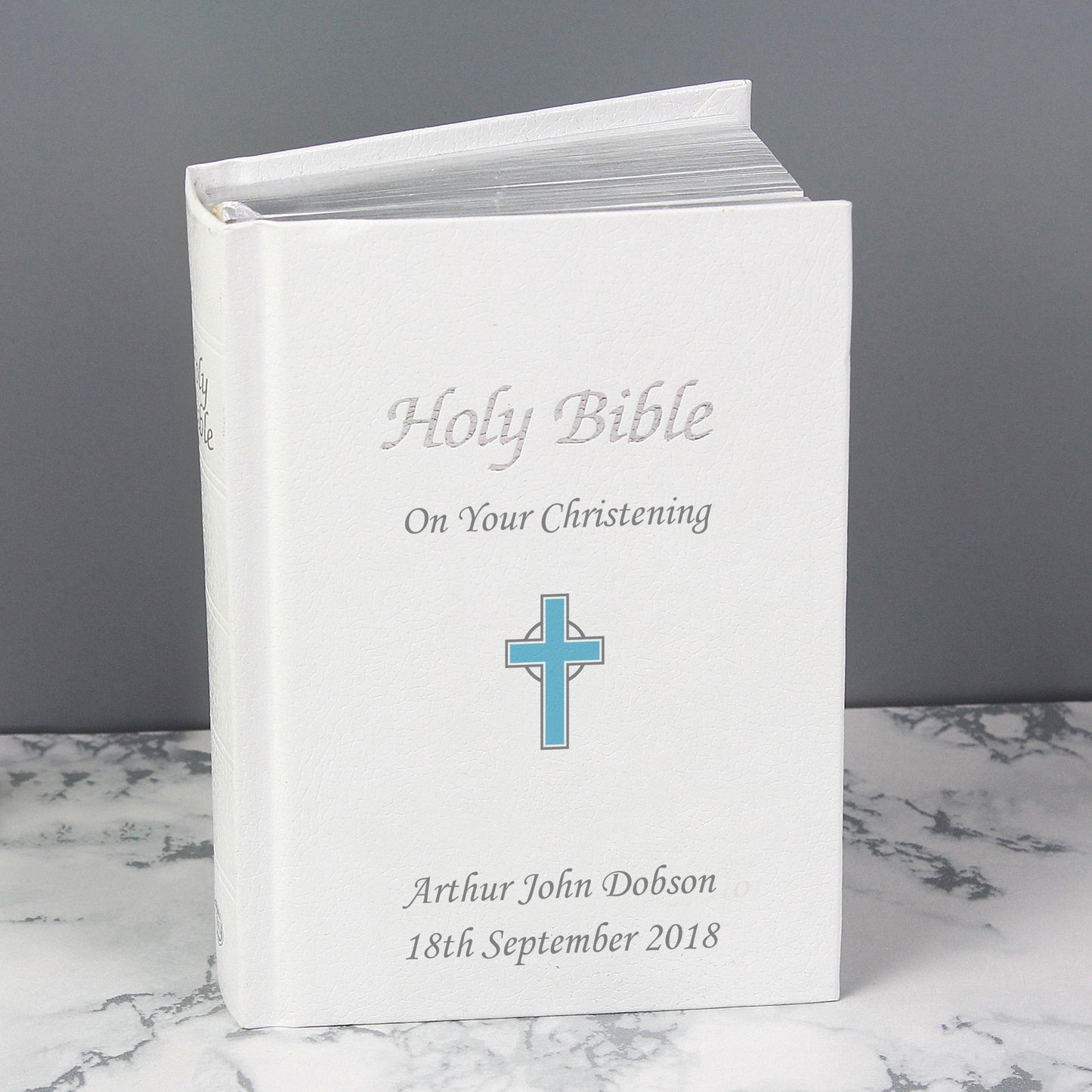 Personalised Blue Cross Holy Bible - Christening/Communion