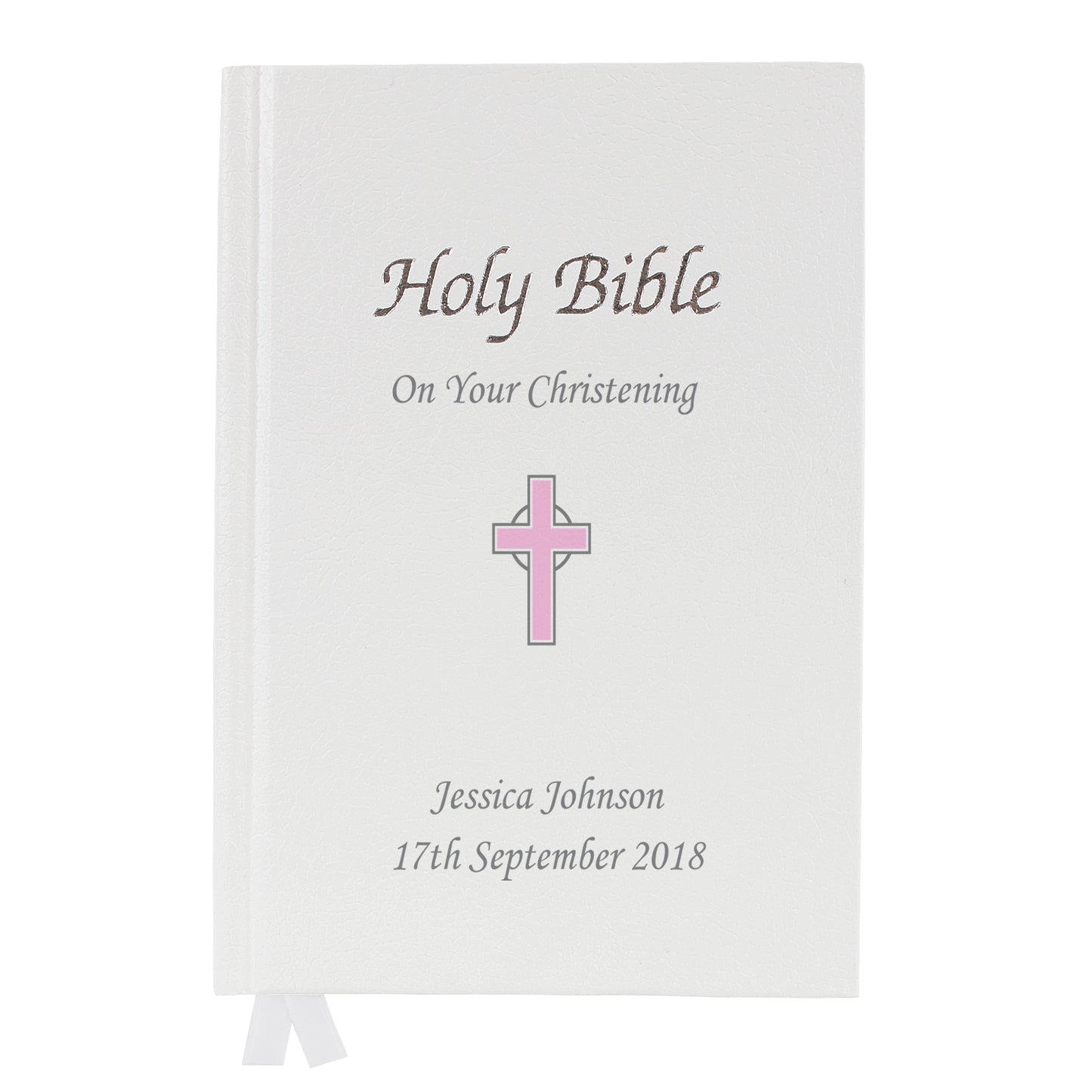 Personalised Pink Cross Holy Bible - Christening/Communion