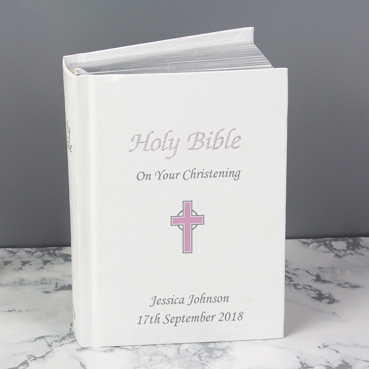 Personalised Pink Cross Holy Bible - Christening/Communion