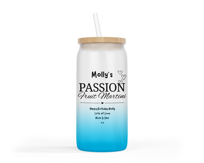 Personalised Passion Fruit Martini Design Ombre Coloured Glass Tumbler & Cocktail Gummies
