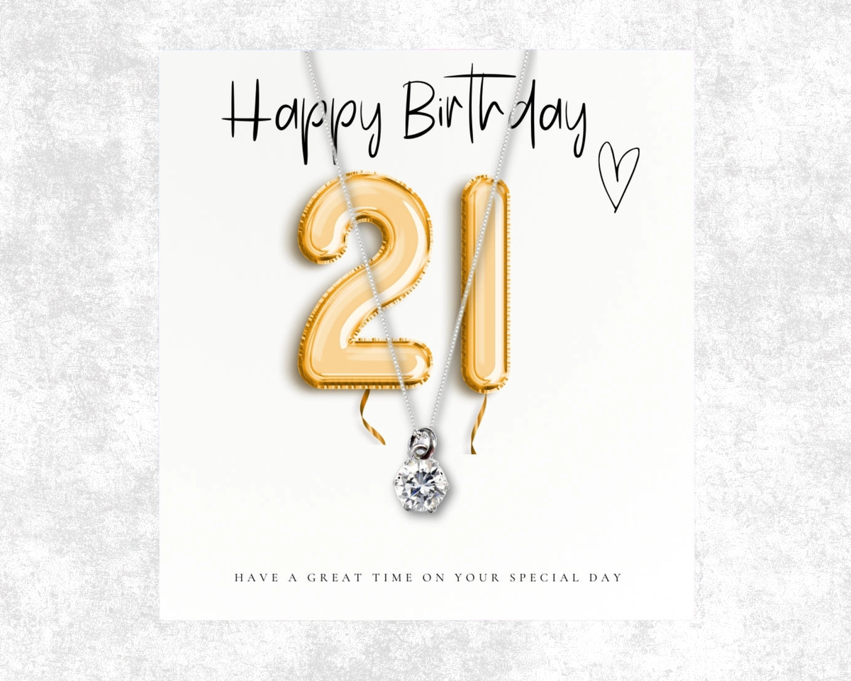 21st Birthday Silver Cubic Zirconia Necklace & Gift Box