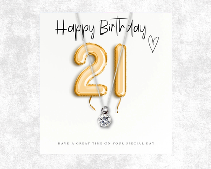 21st Birthday Silver Cubic Zirconia Necklace & Gift Box